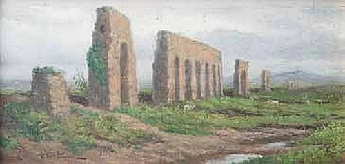 Veduta dell a Campagna Romana con antico acquedotto